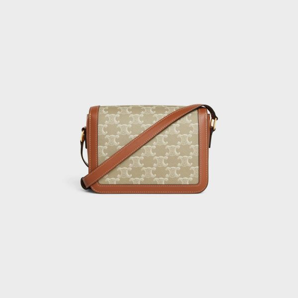 Teen Triomphe Bag In Triomphe Canvas And Calfskin Women Cross-Body Bags Celine Grege