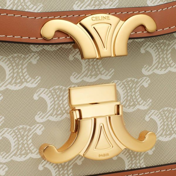 Teen Triomphe Bag In Triomphe Canvas And Calfskin Women Cross-Body Bags Celine Grege