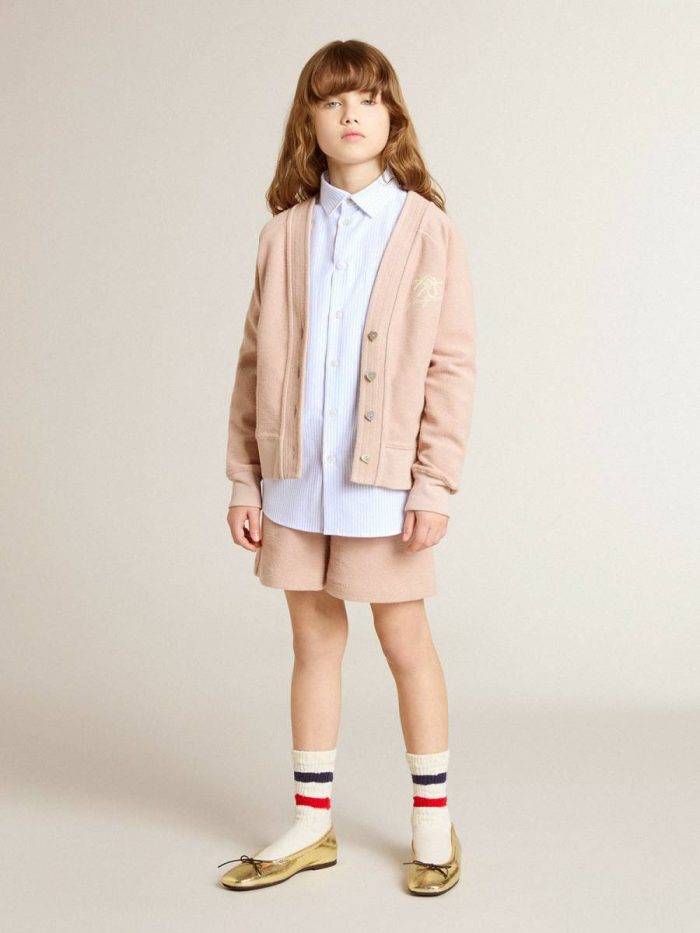 Topwear Selection (4-12 Years) Girls’ Striped Shirt With Embroidered Lettering On The Pocket Golden Goose Kids Light Blue
