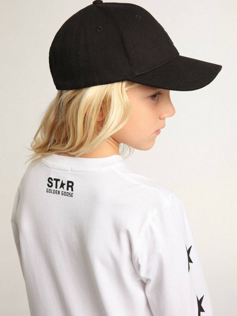 Topwear Selection (4-12 Years) Golden Goose White Long-Sleeved T-Shirt With Contrasting Black Stars Optical White Kids