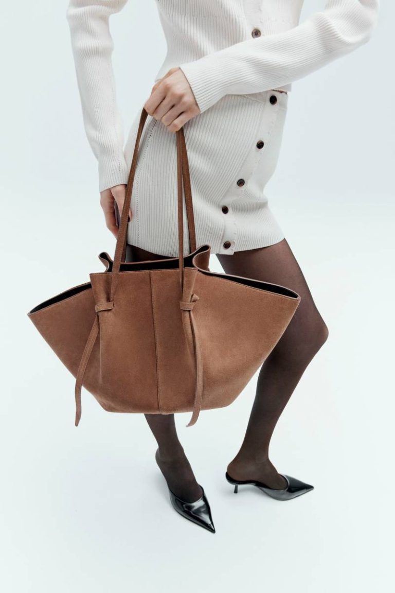Tote Bags Women Cognac Large Mochi - Cognac Suede Yuzefi