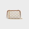 Triomphe Canvas Celine Clutch With Chain In Triomphe Canvas And Lambskin Women White/Tan