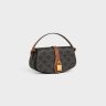 Triomphe Canvas Tan Women Clutch On Strap Tabou In Triomphe Canvas And Calfskin Celine