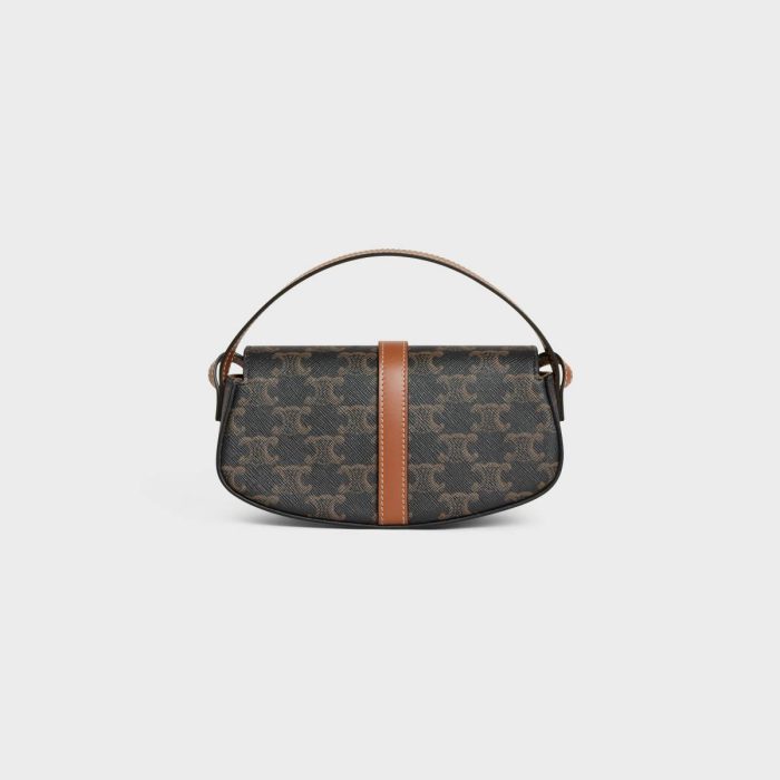 Triomphe Canvas Tan Women Clutch On Strap Tabou In Triomphe Canvas And Calfskin Celine
