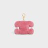 Triomphe Pom-Pom Keyring With Heart In Shearling And Calfskin With Gold Finishing Women Straps And Accessories Celine Pink