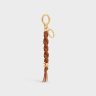Triomphe Scoubidou Keyring In Smooth Calfskin With Gold Finishing Straps And Accessories Tan Celine Women