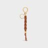 Triomphe Scoubidou Keyring In Smooth Calfskin With Gold Finishing Straps And Accessories Tan Celine Women