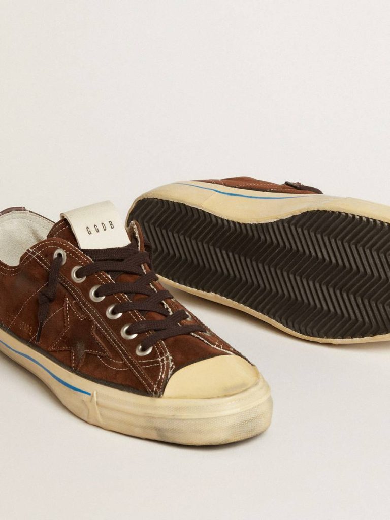 V-Star Golden Goose V-Star Ltd Sneakers In Dark Brown Suede With Tone-On-Tone Star Men