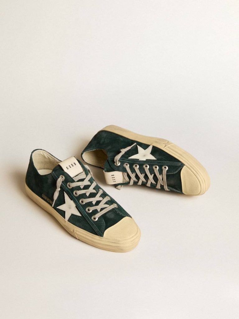 V-Star In Forest-Green Suede With White Leather Star V-Star Men Golden Goose