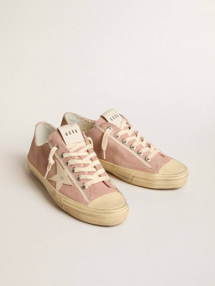 V-Star In Pink Suede With Cream Leather Star Golden Goose V-Star Women