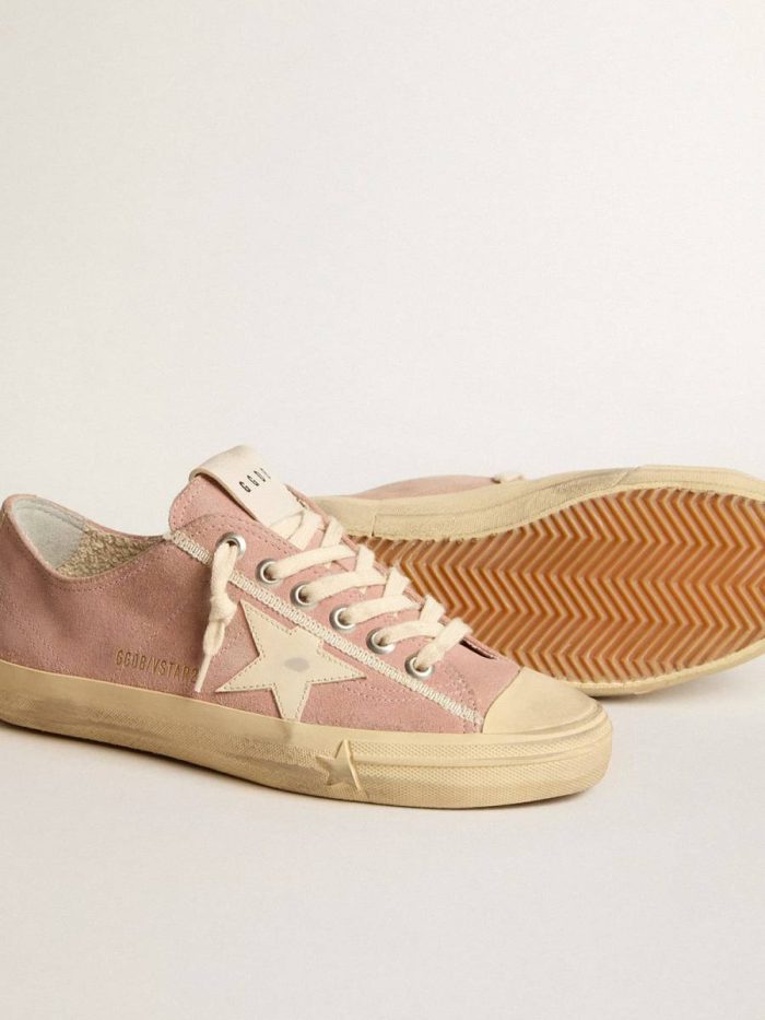 V-Star In Pink Suede With Cream Leather Star Golden Goose V-Star Women