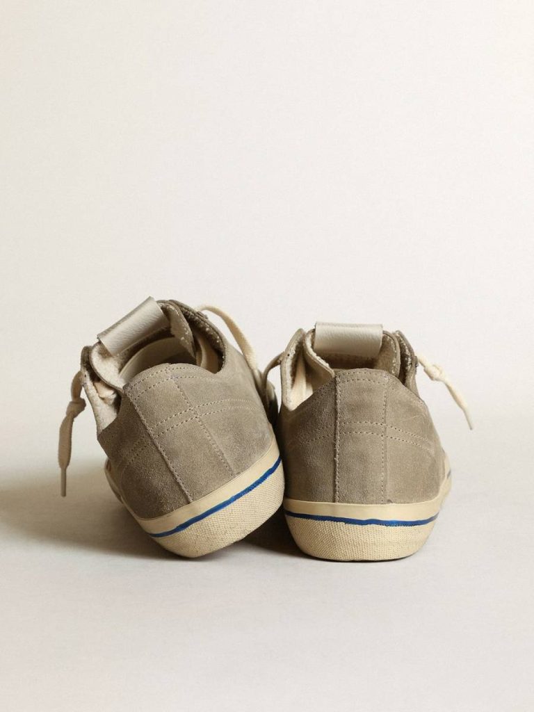 V-Star Men Golden Goose V-Star In Dove-Gray Suede With Silver Metallic Leather Star