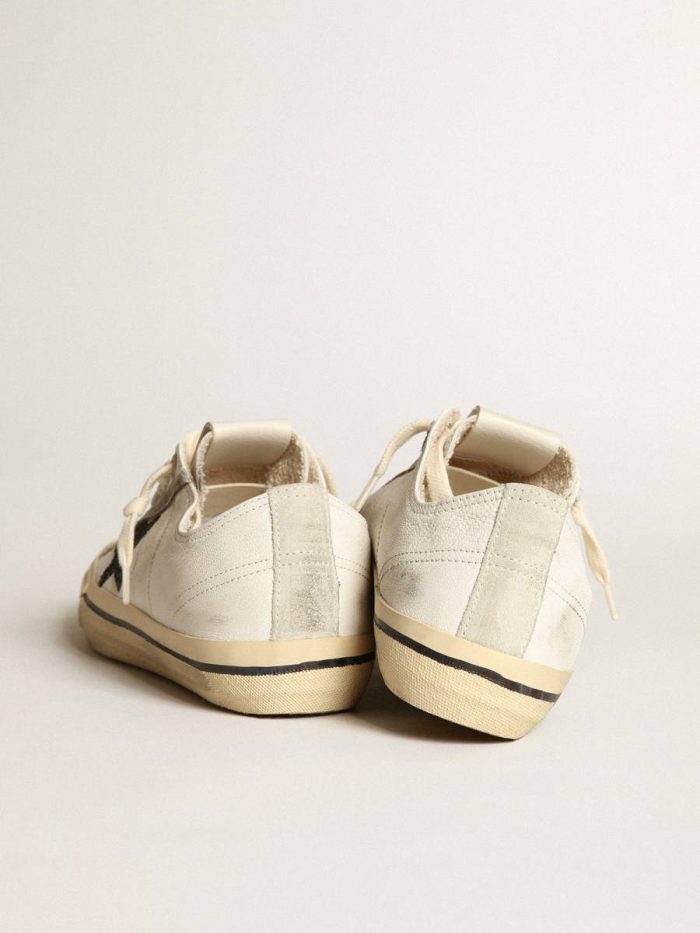 V-Star Women V-Star In White Nappa Leather With A Black Glitter Star Golden Goose