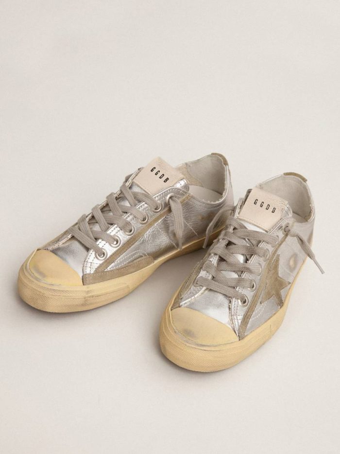 V-Star Women's V-Star Ltd In Silver Laminated Leather Women Golden Goose