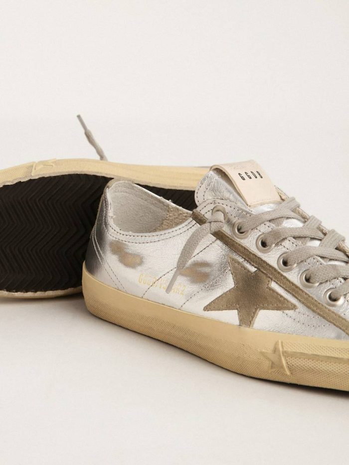 V-Star Women's V-Star Ltd In Silver Laminated Leather Women Golden Goose