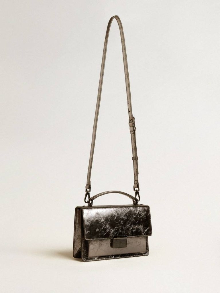Venezia Bag In Anthracite-Gray Metallic Leather With Black Details Anthracite Gray Golden Goose Crossbody Bags Women