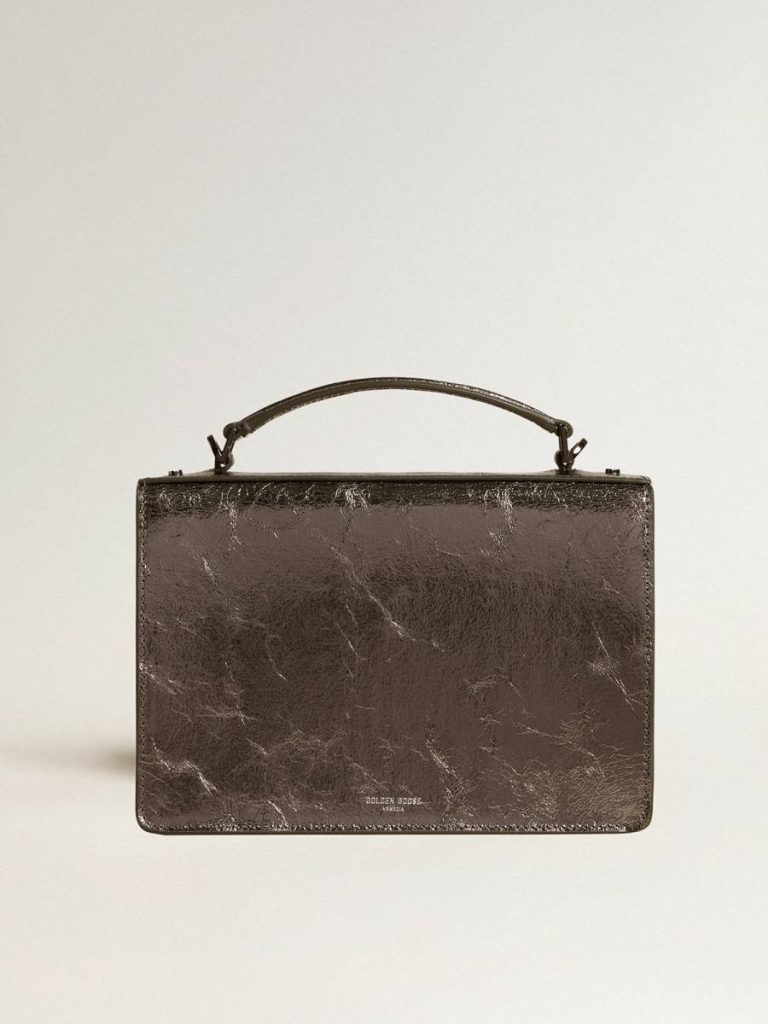 Venezia Bag In Anthracite-Gray Metallic Leather With Black Details Anthracite Gray Golden Goose Crossbody Bags Women