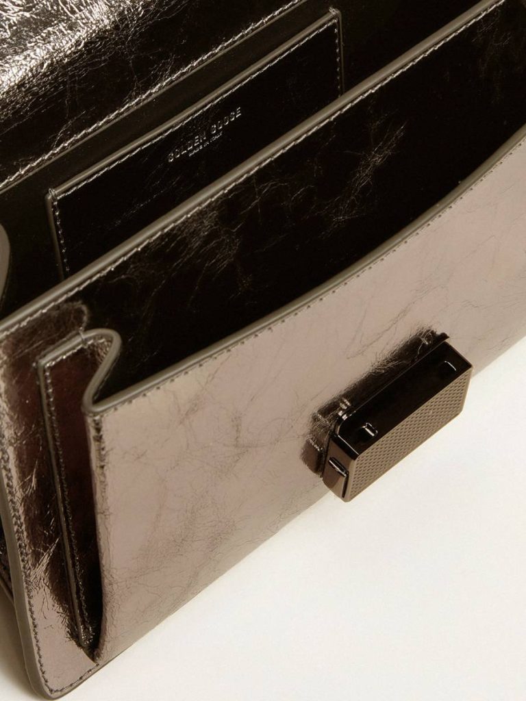 Venezia Bag In Anthracite-Gray Metallic Leather With Black Details Anthracite Gray Golden Goose Crossbody Bags Women