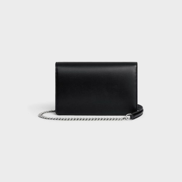 Wallet On Chain Margo In Shiny Calfskin Margo Women Black Celine