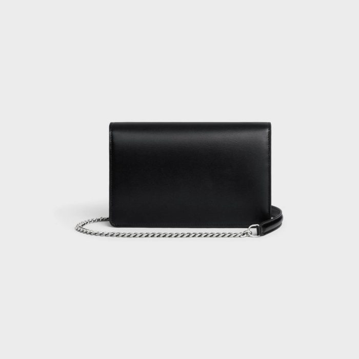 Wallet On Chain Margo In Shiny Calfskin Margo Women Black Celine