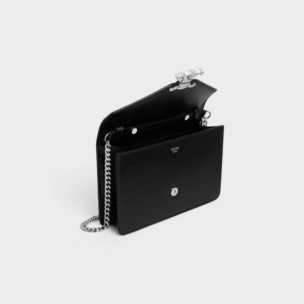 Wallet On Chain Margo In Shiny Calfskin Margo Women Black Celine