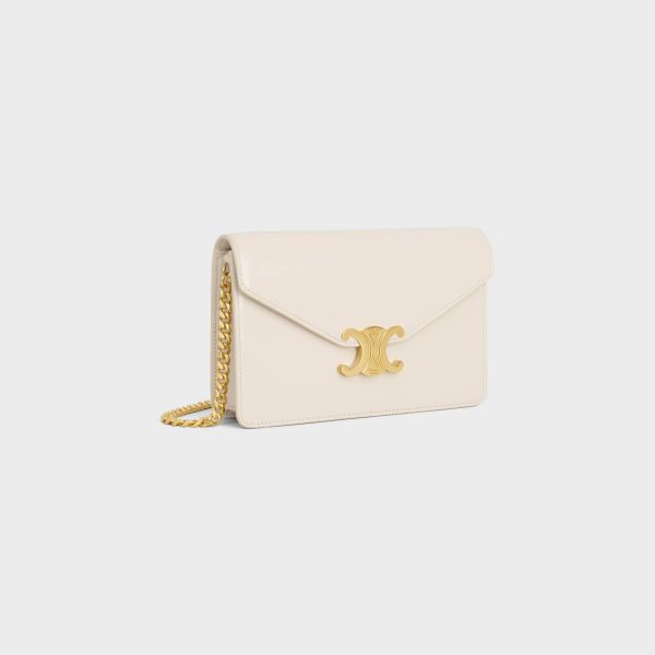 Wallet On Chain Margo In Shiny Calfskin Pale Beige Margo Women Celine