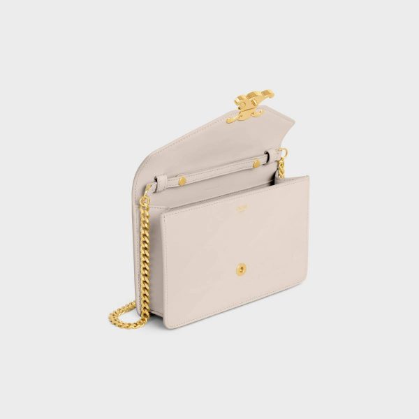 Wallet On Chain Margo In Shiny Calfskin Pale Beige Margo Women Celine