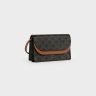 Wallet On Strap In Triomphe Canvas And Smooth Lambskin Triomphe Canvas Tan Women Celine