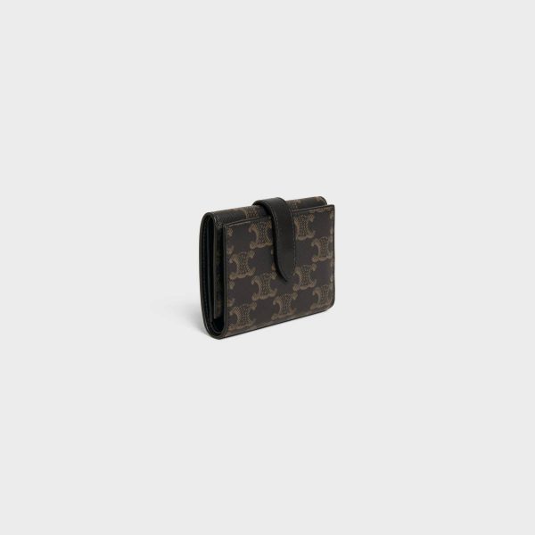 Wallets Celine Fine Strap Wallet In Triomphe Canvas And Lambskin Men Black