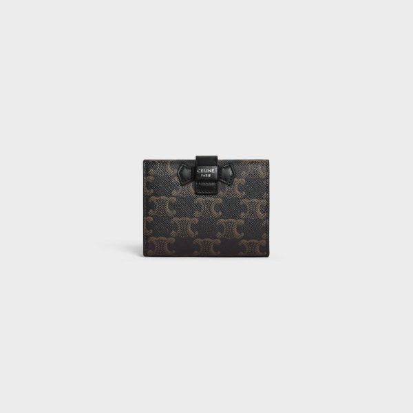 Wallets Celine Fine Strap Wallet In Triomphe Canvas And Lambskin Men Black