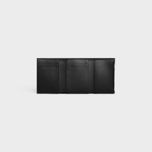 Wallets Celine Fine Strap Wallet In Triomphe Canvas And Lambskin Men Black