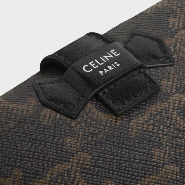Wallets Celine Fine Strap Wallet In Triomphe Canvas And Lambskin Men Black
