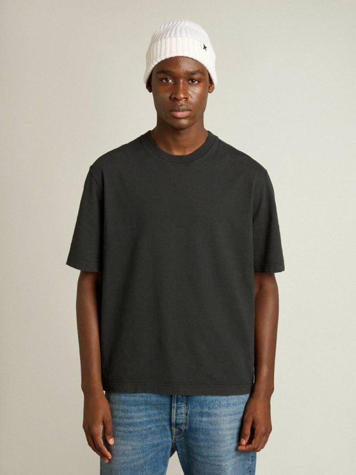 Washed Black Golden Goose Women T-Shirts & Tops T-Shirt In Washed Black With Reverse Logo On The Back - Jersey Capsule