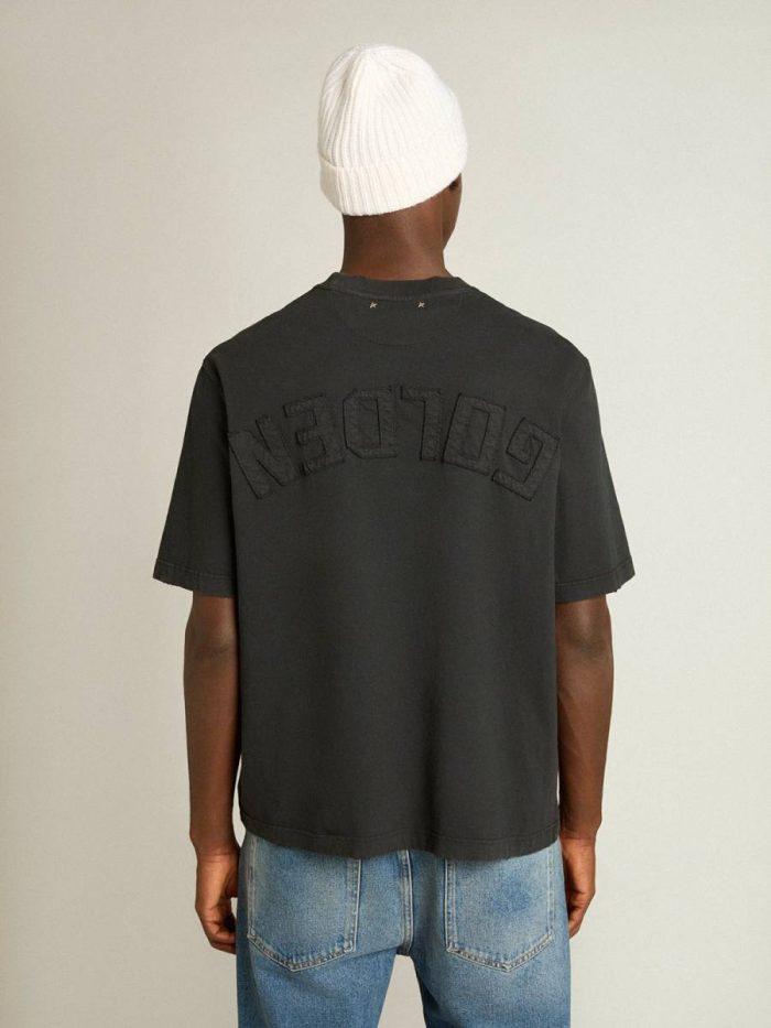 Washed Black Golden Goose Women T-Shirts & Tops T-Shirt In Washed Black With Reverse Logo On The Back - Jersey Capsule