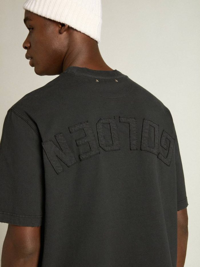 Washed Black Golden Goose Women T-Shirts & Tops T-Shirt In Washed Black With Reverse Logo On The Back - Jersey Capsule