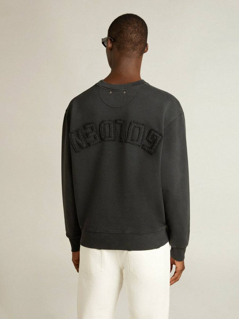 Washed Black Sweatshirts Sweatshirt In Washed Black With Reverse Logo On The Back - Jersey Capsule Women Golden Goose