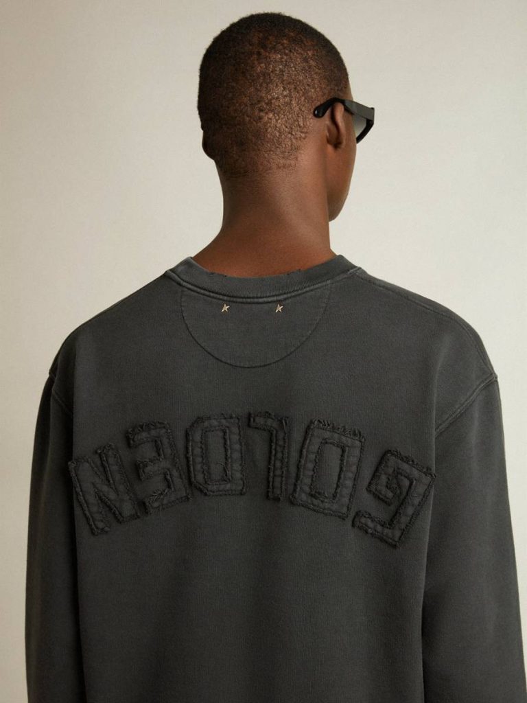 Washed Black Sweatshirts Sweatshirt In Washed Black With Reverse Logo On The Back - Jersey Capsule Women Golden Goose