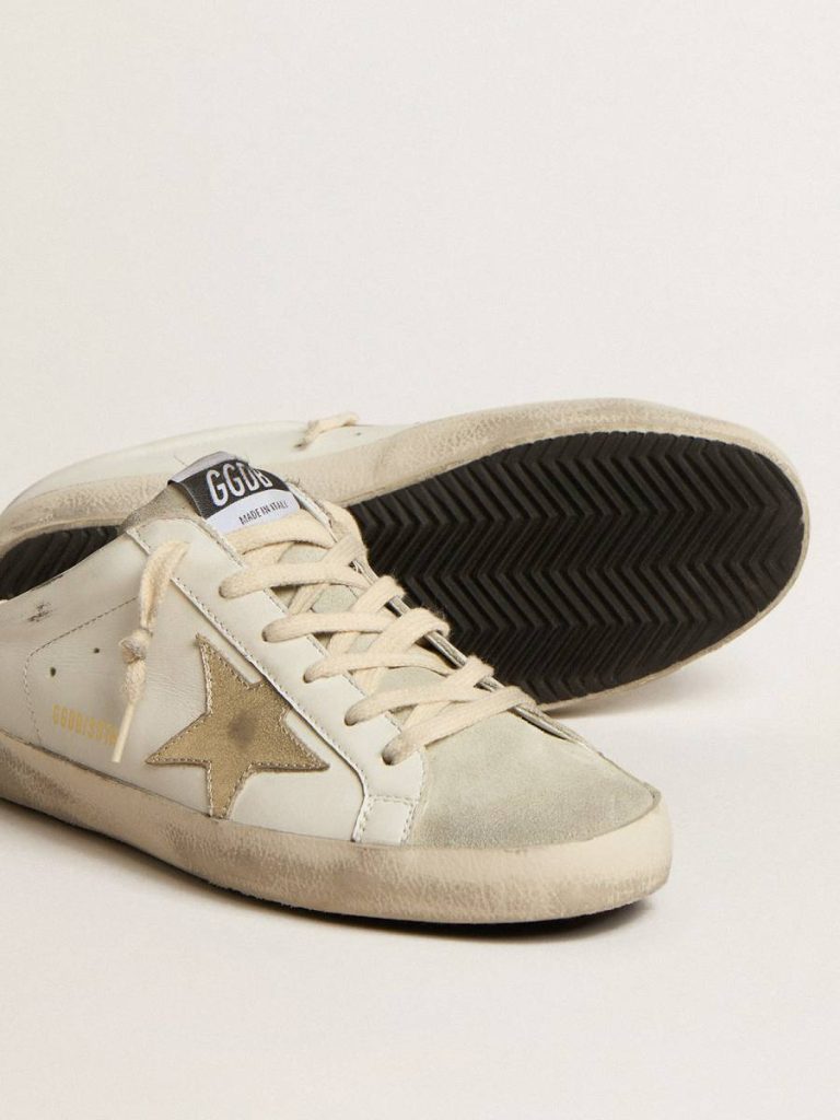White Golden Goose Super-Star Sabots With Platinum Star And Ice-Gray Suede Tongue Super-Star Sabot Women