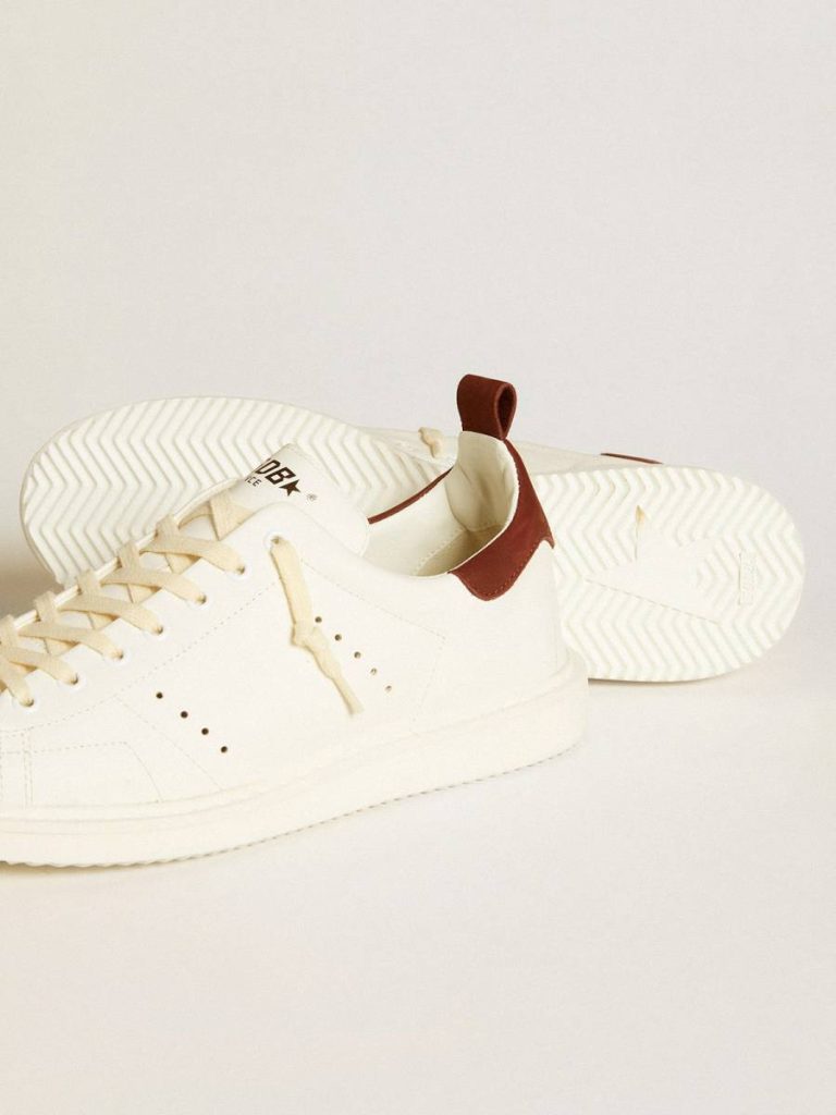 White Men Starter Men’s Starter Ltd In White Leather With Burgundy Nubuck Heel Tab Golden Goose