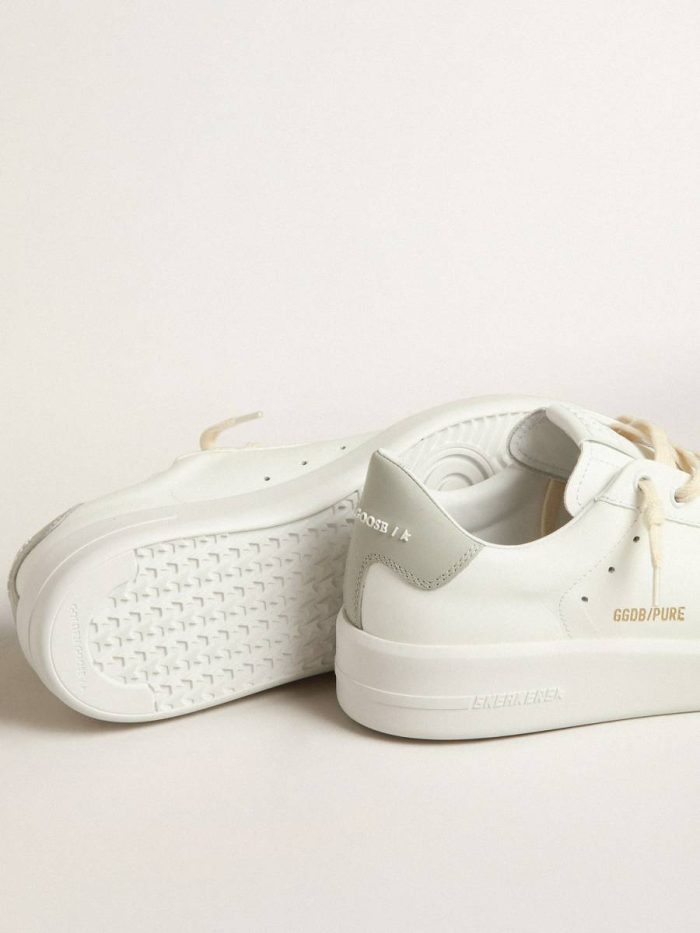 White Purestar Golden Goose Purestar With White Star And Gray Leather Heel Tab Women