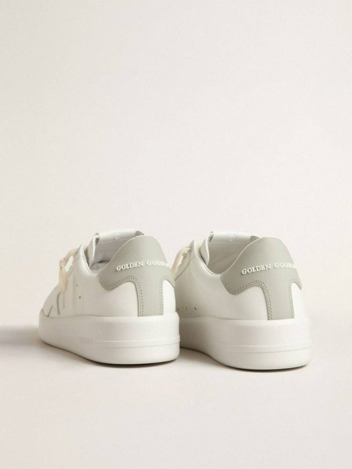 White Purestar Golden Goose Purestar With White Star And Gray Leather Heel Tab Women