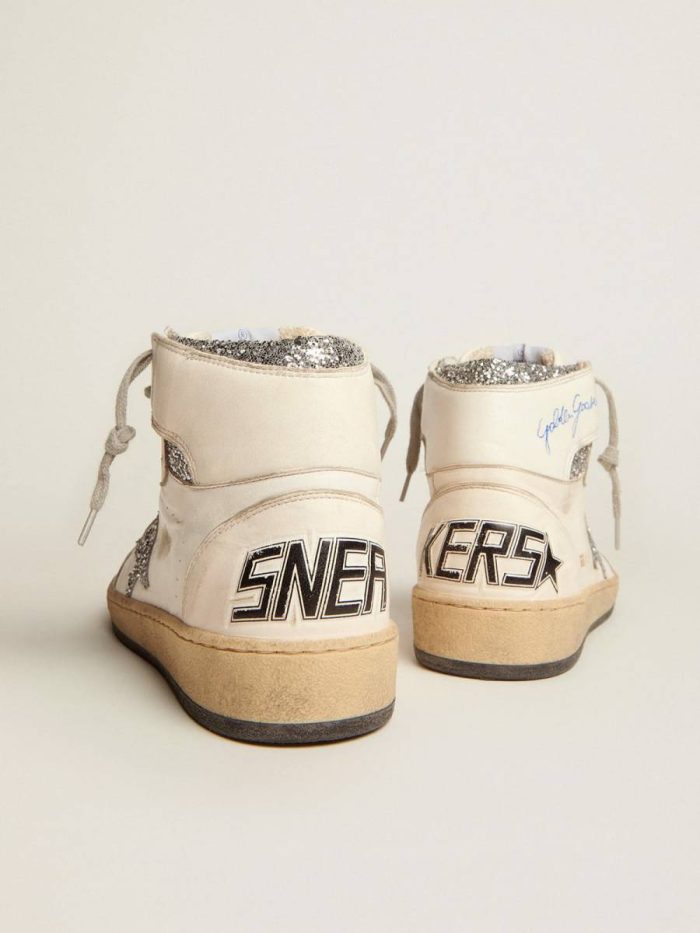 White Sky-Star Women's Sky-Star With Signature On The Ankle And Silver Inserts Golden Goose Women