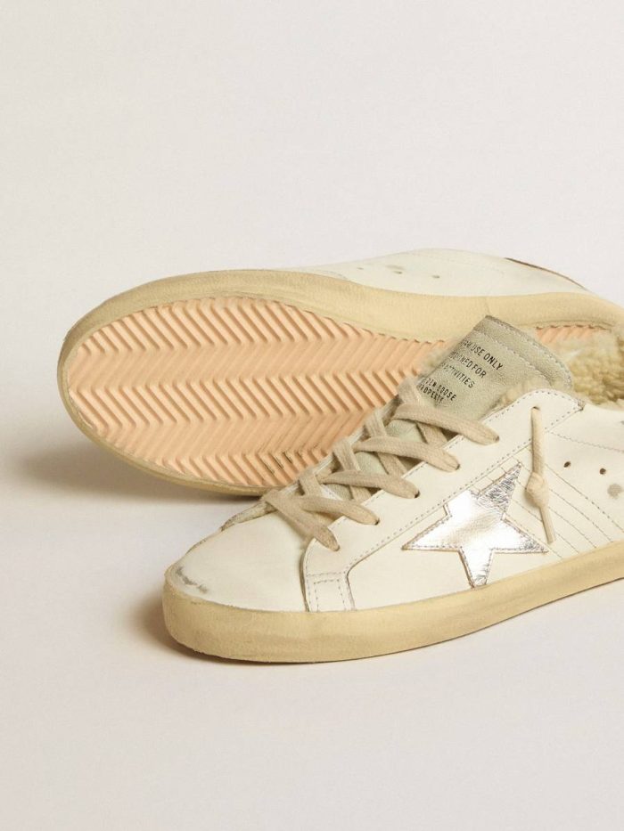 White Super-Star With Silver Leather Star And Crocodile-Print Leather Heel Tab Golden Goose Super-Star Women