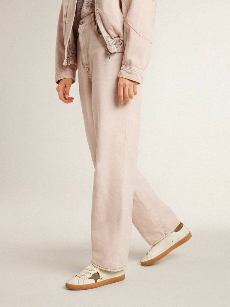 White Super-Star Women's Super-Star Ltd With Military Green Nubuck Star And Heel Tab Women Golden Goose
