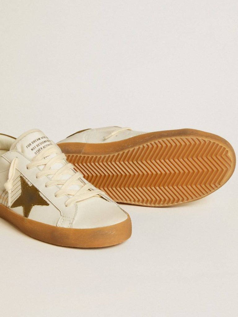 White Super-Star Women's Super-Star Ltd With Military Green Nubuck Star And Heel Tab Women Golden Goose