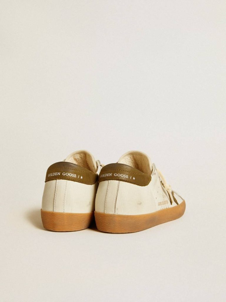 White Super-Star Women's Super-Star Ltd With Military Green Nubuck Star And Heel Tab Women Golden Goose