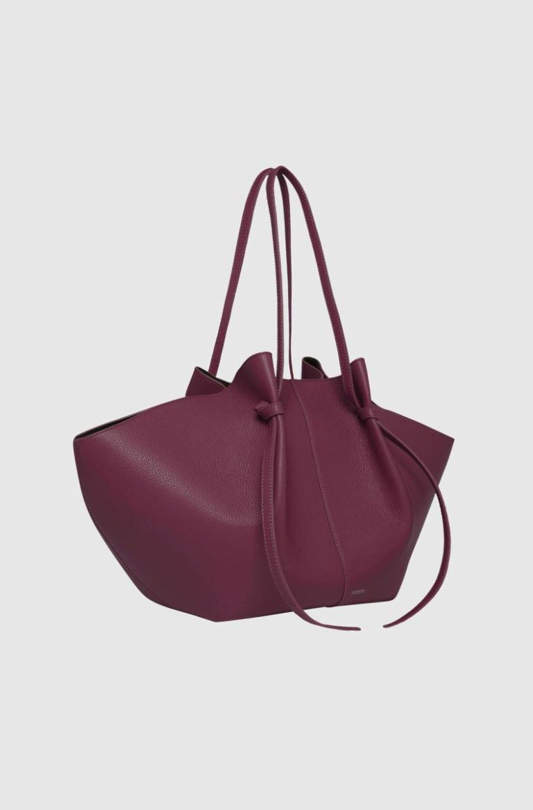 Wine Tote Bags Yuzefi Women Large Mochi - Wine Pebble Grained Leather