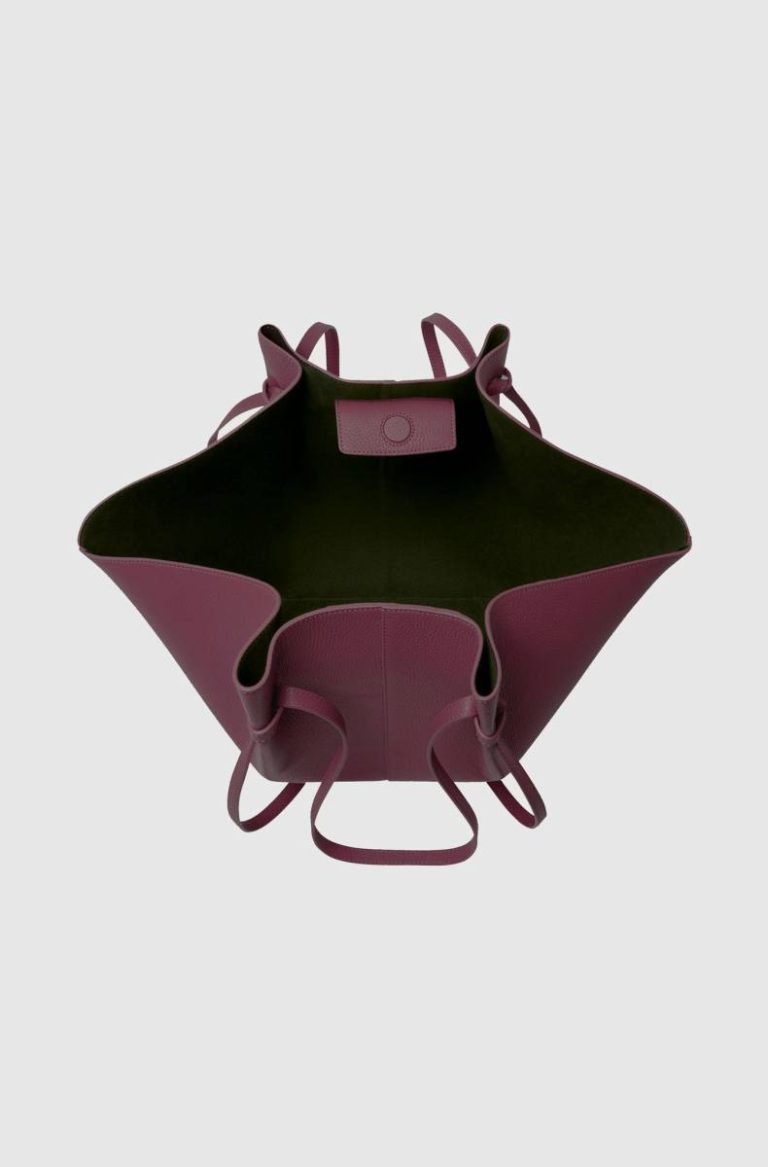 Wine Tote Bags Yuzefi Women Large Mochi - Wine Pebble Grained Leather