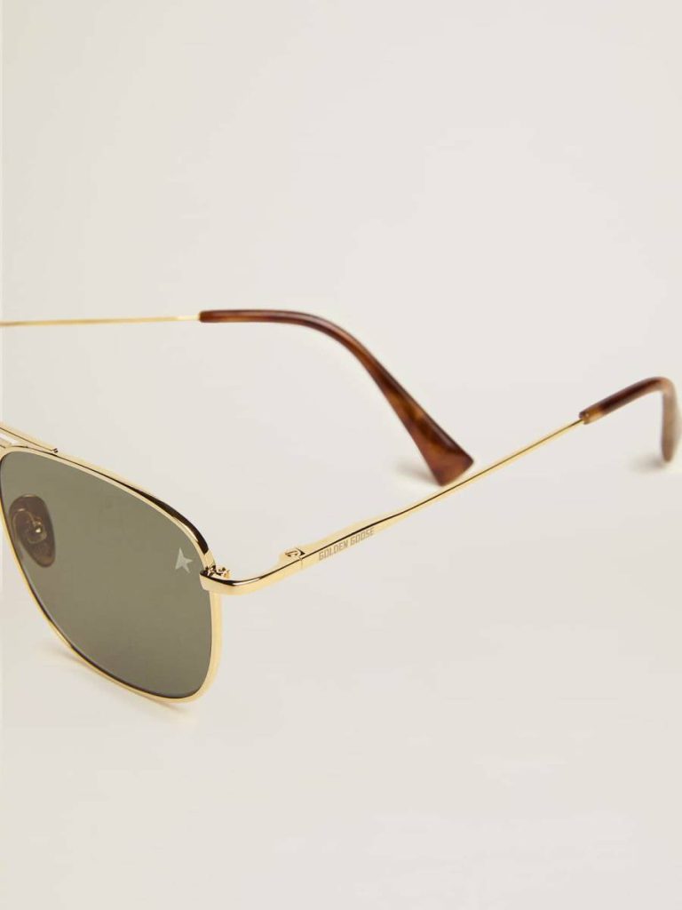 Women Aviator Sunglasses With Gold Frame And Green Lenses Golden Goose Gold Sunglasses