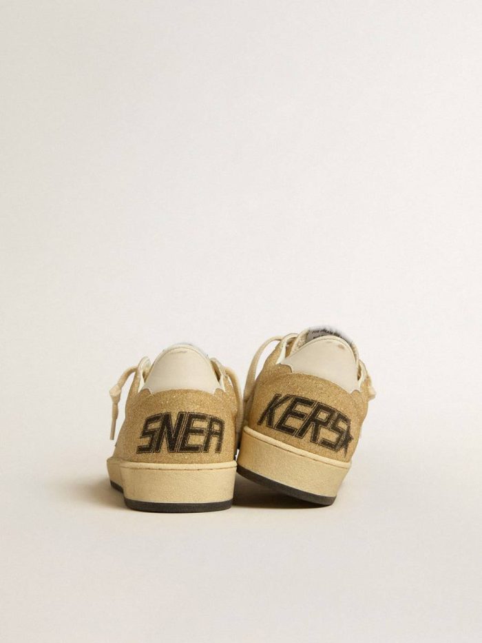 Women Ball Star In Golden Swarovski Crystals With Milk-White Leather Star Golden Goose Ball Star